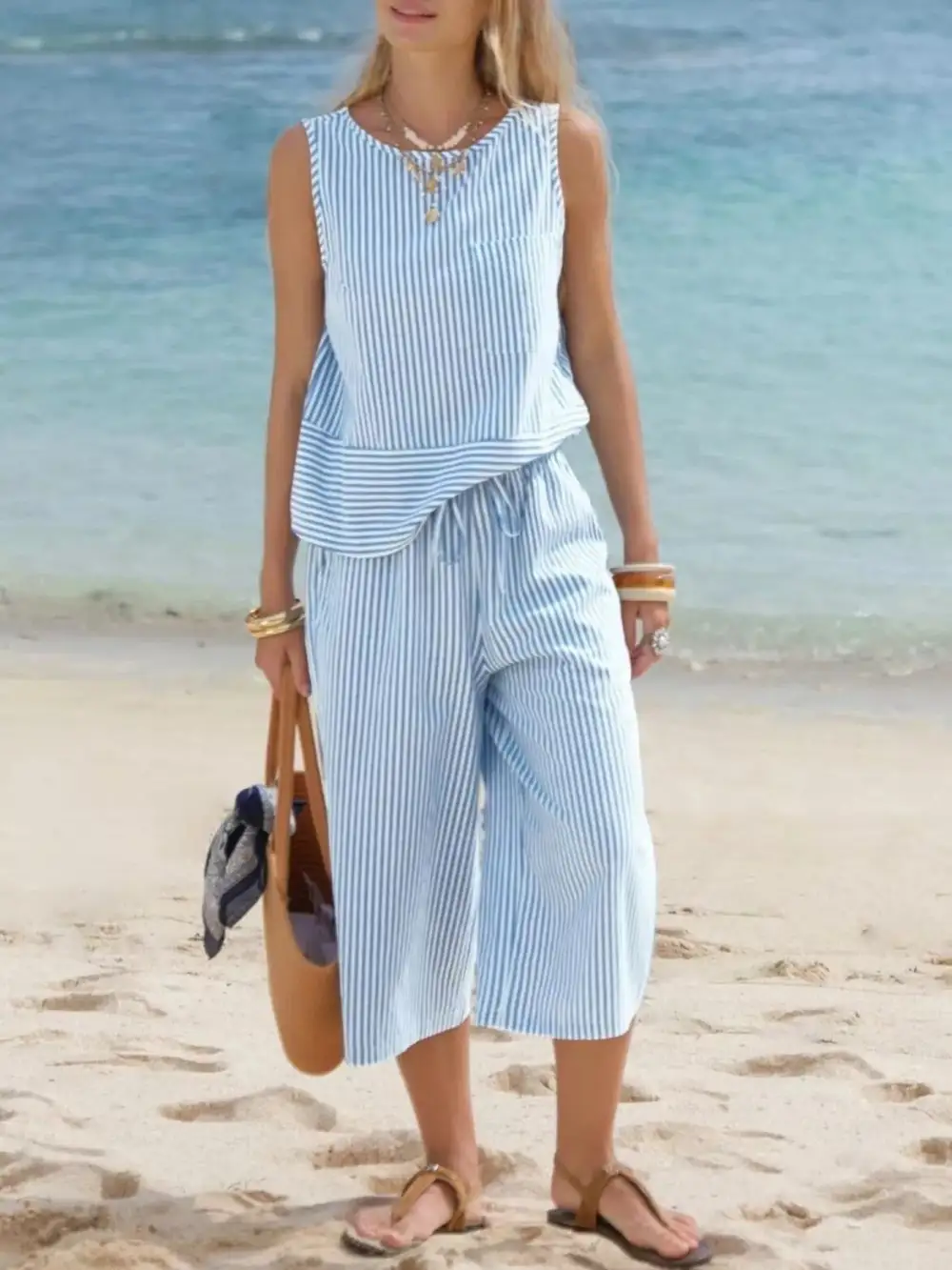 Everyday Striped Sleeveless Set