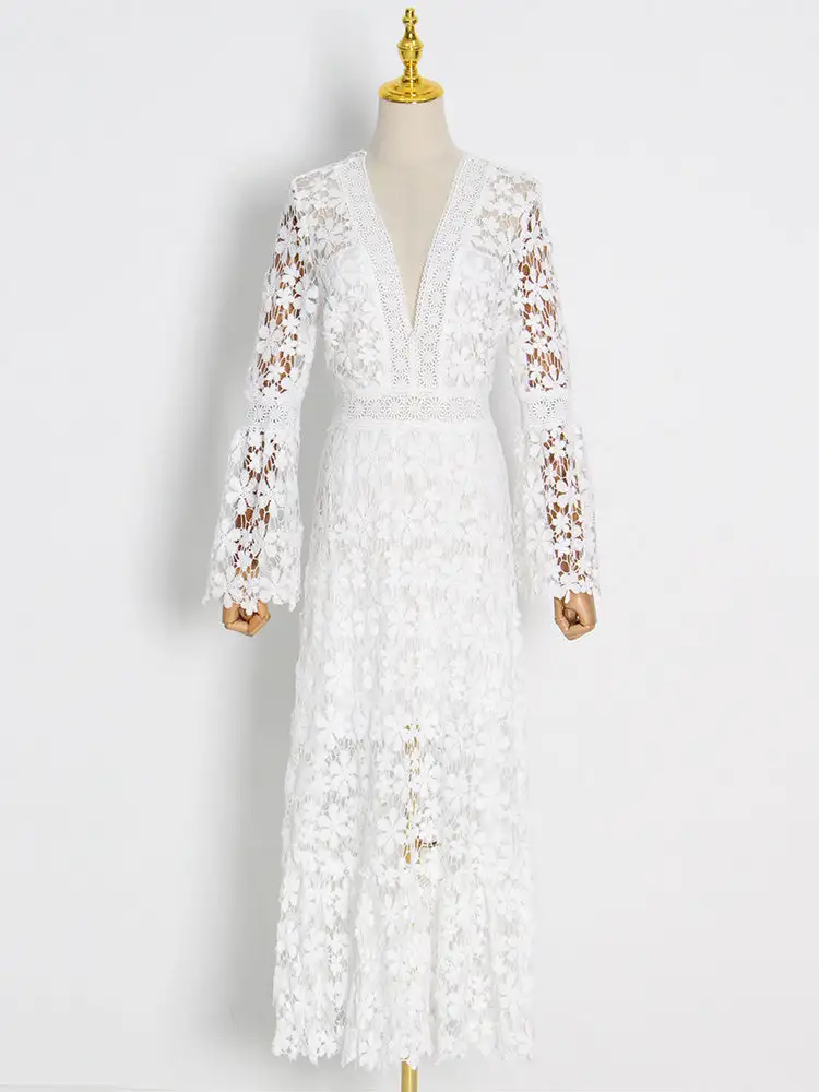 Enchantress of Lace: The Majestic Boho Maxi Dress