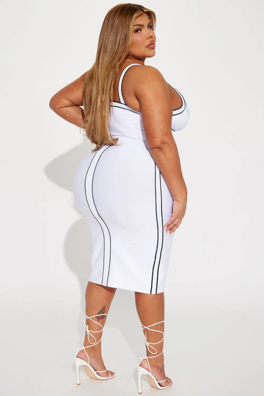 Country Club Bandage Midi Dress - White/Black