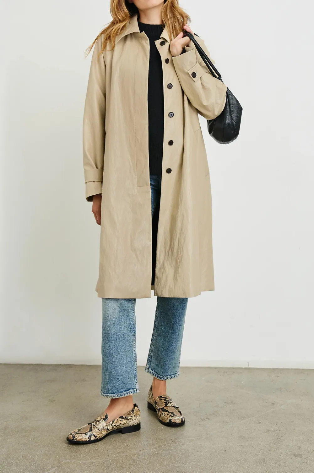Leather-Covered Waterproof Long Women's Coat