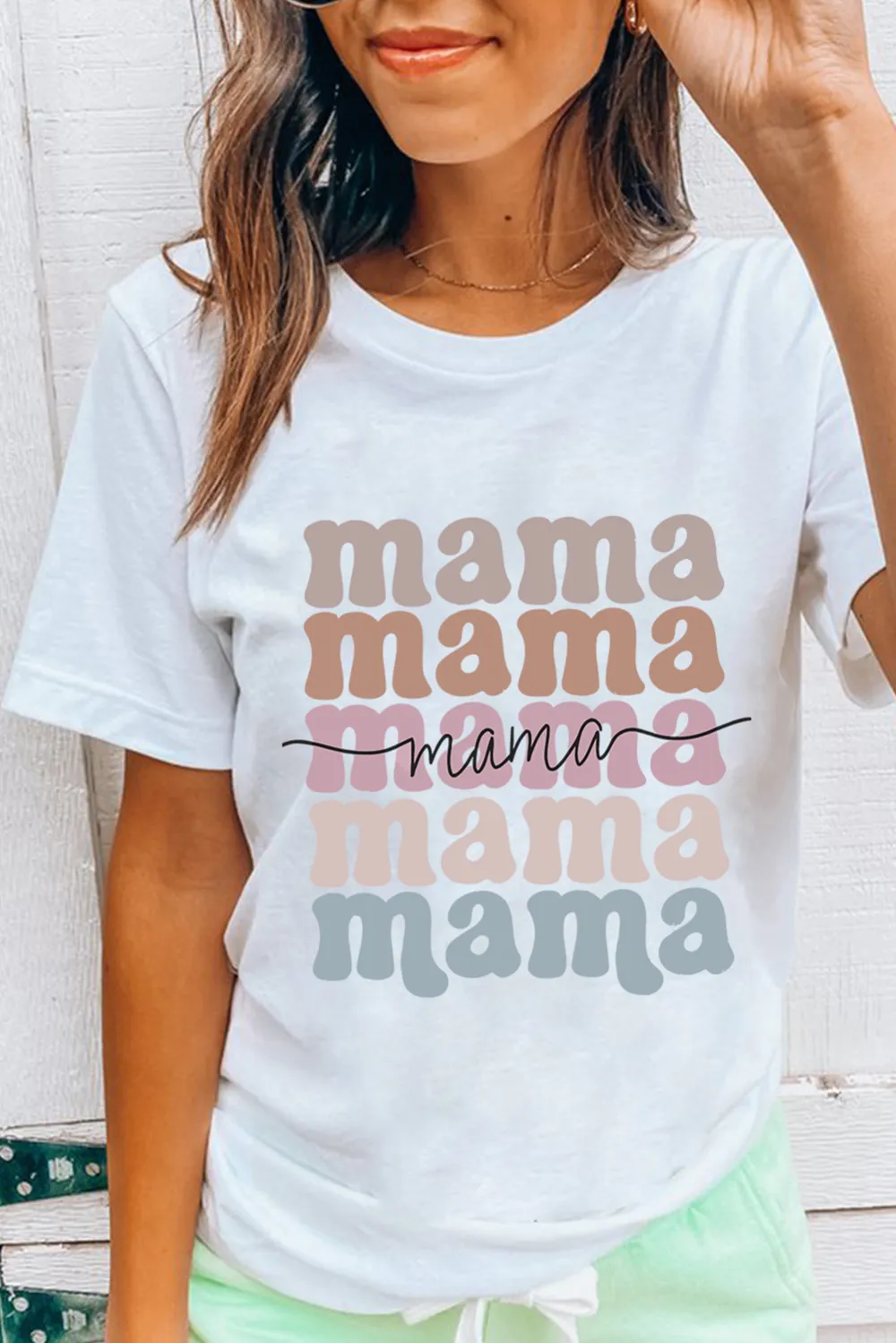 Mama Lettering Printed Crew Tee