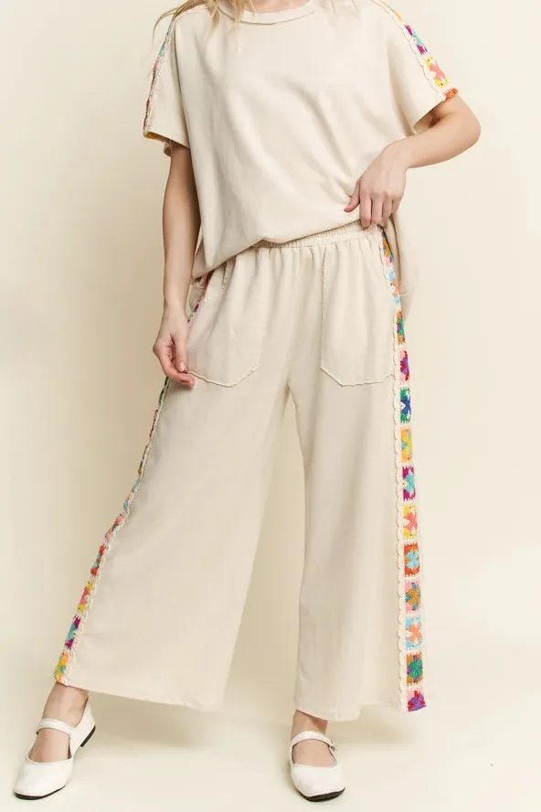 Roomy Cotton Blend Easy Waist Casual Pants