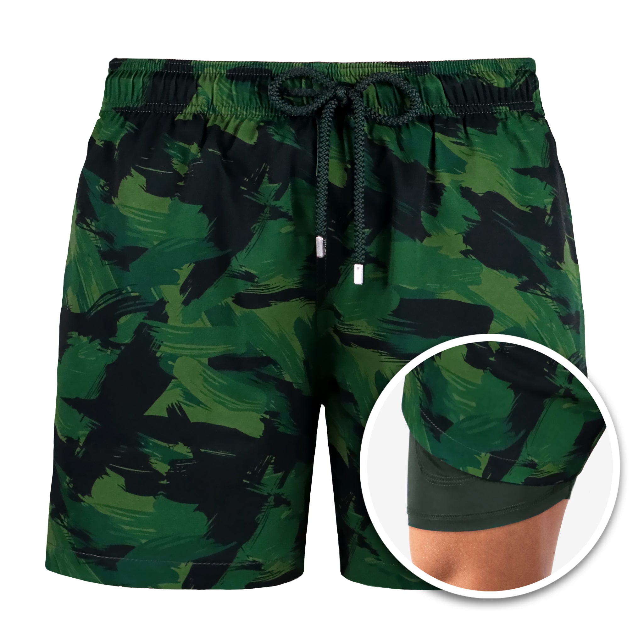 Green Camo - Mid-Length Hybrid Short