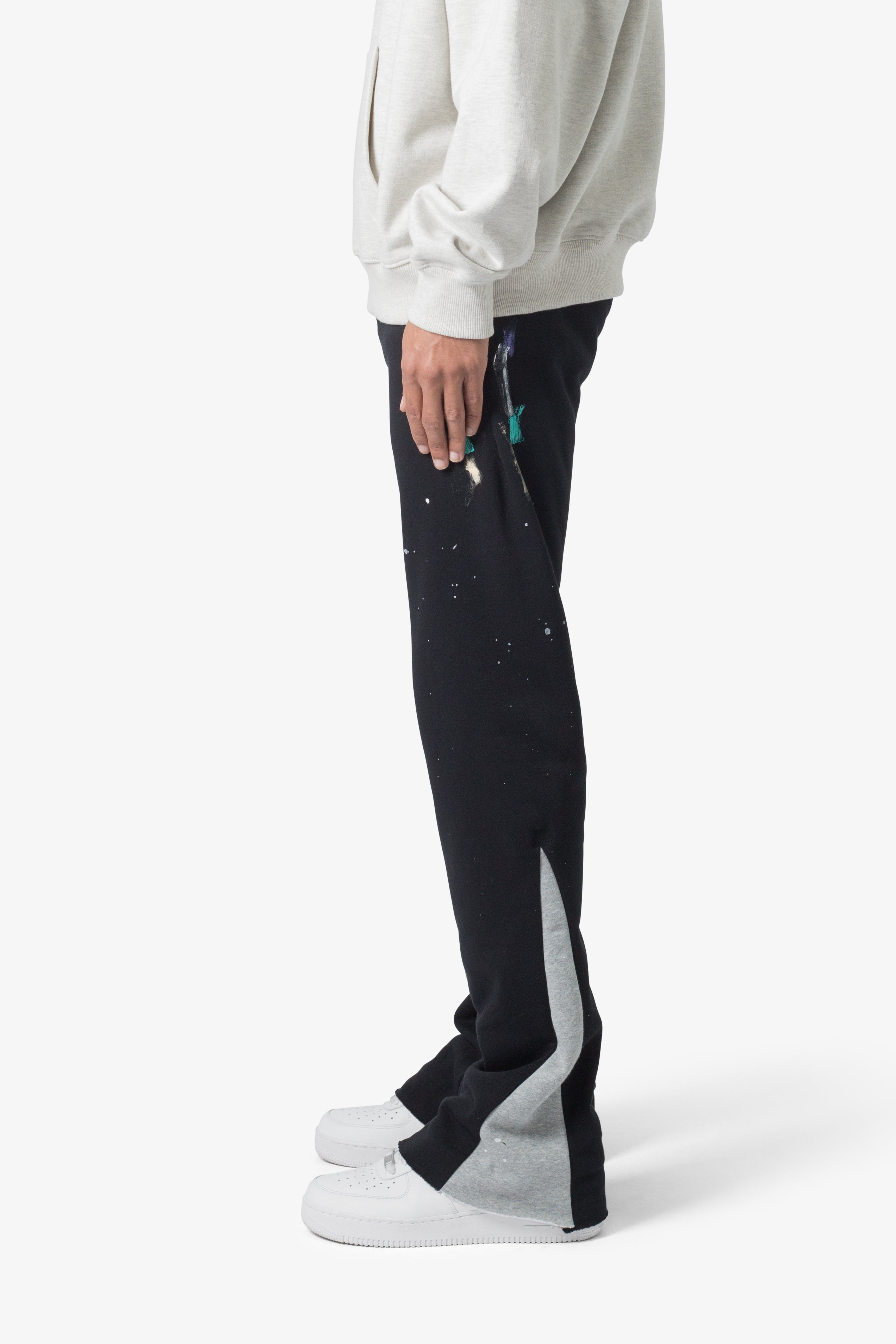 Contrast Bootcut Sweatpants - Black