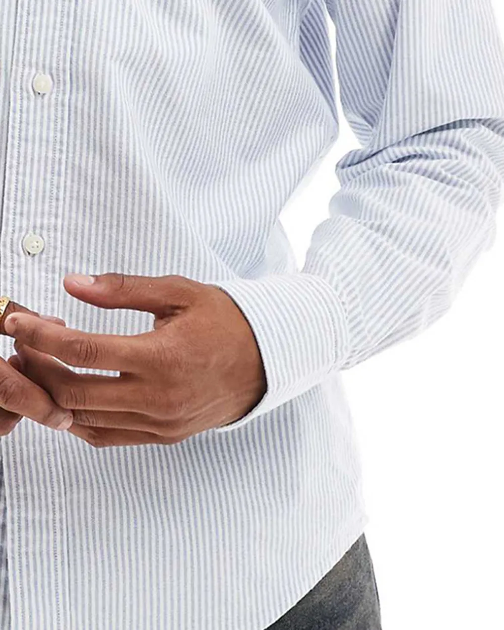 Regular Fit Oxford Shirt In Blue Stripe