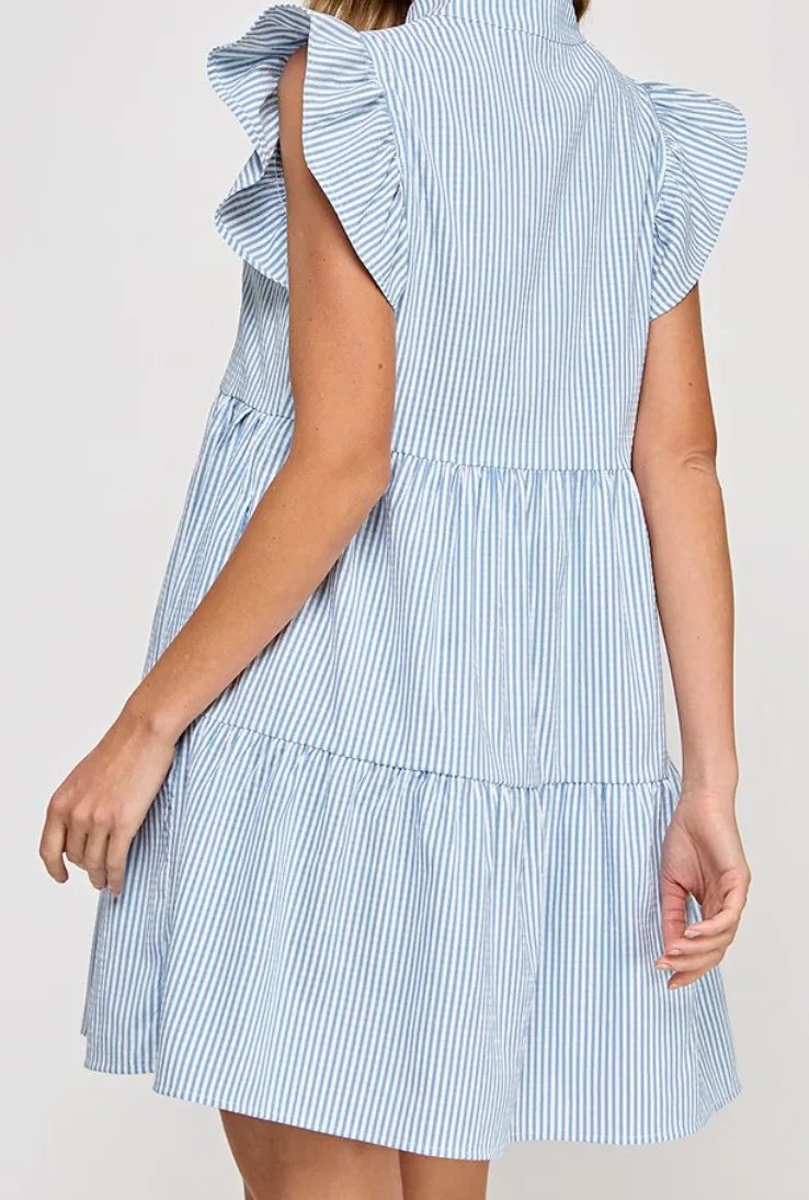Ruffle Stripe Sleeveless Dress