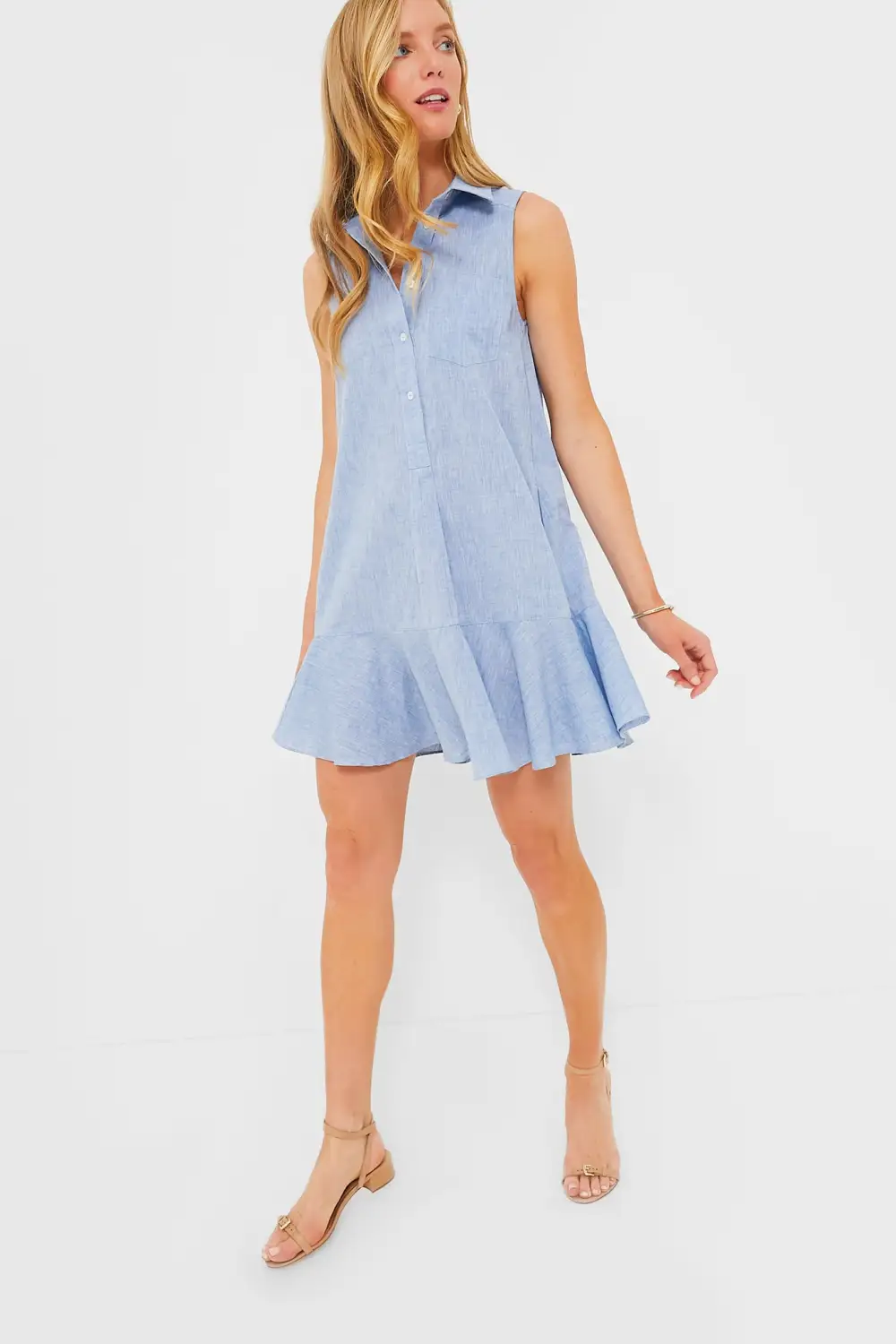 Chambray Sleeveless Callahan Shirt Dress