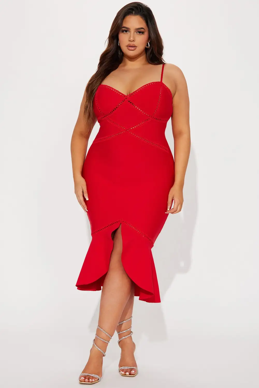 Sensual Bandage Midi Dress - Red