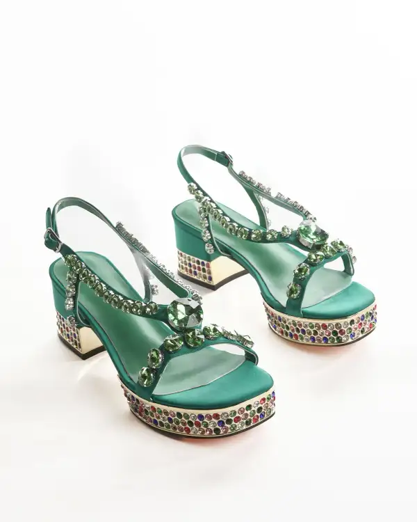Gem Platform Sandals in Green