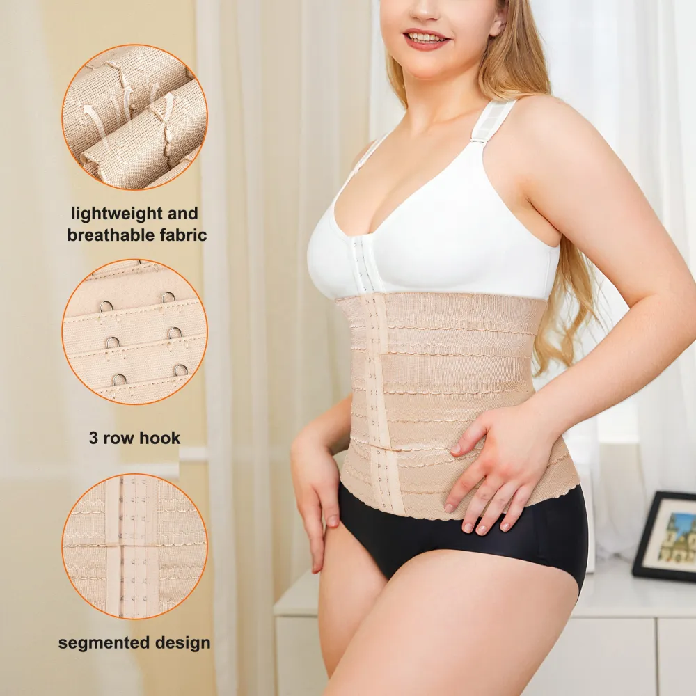 Women's Waist Trainer Belt Multi-Layer Hook-and-Eye Adjustable Waist Cincher Tummy Control Slimming Body Shaper