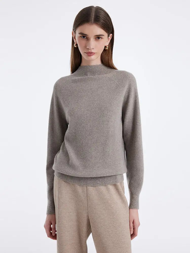 Cashmere Seamless Mock Neck Women Sweater