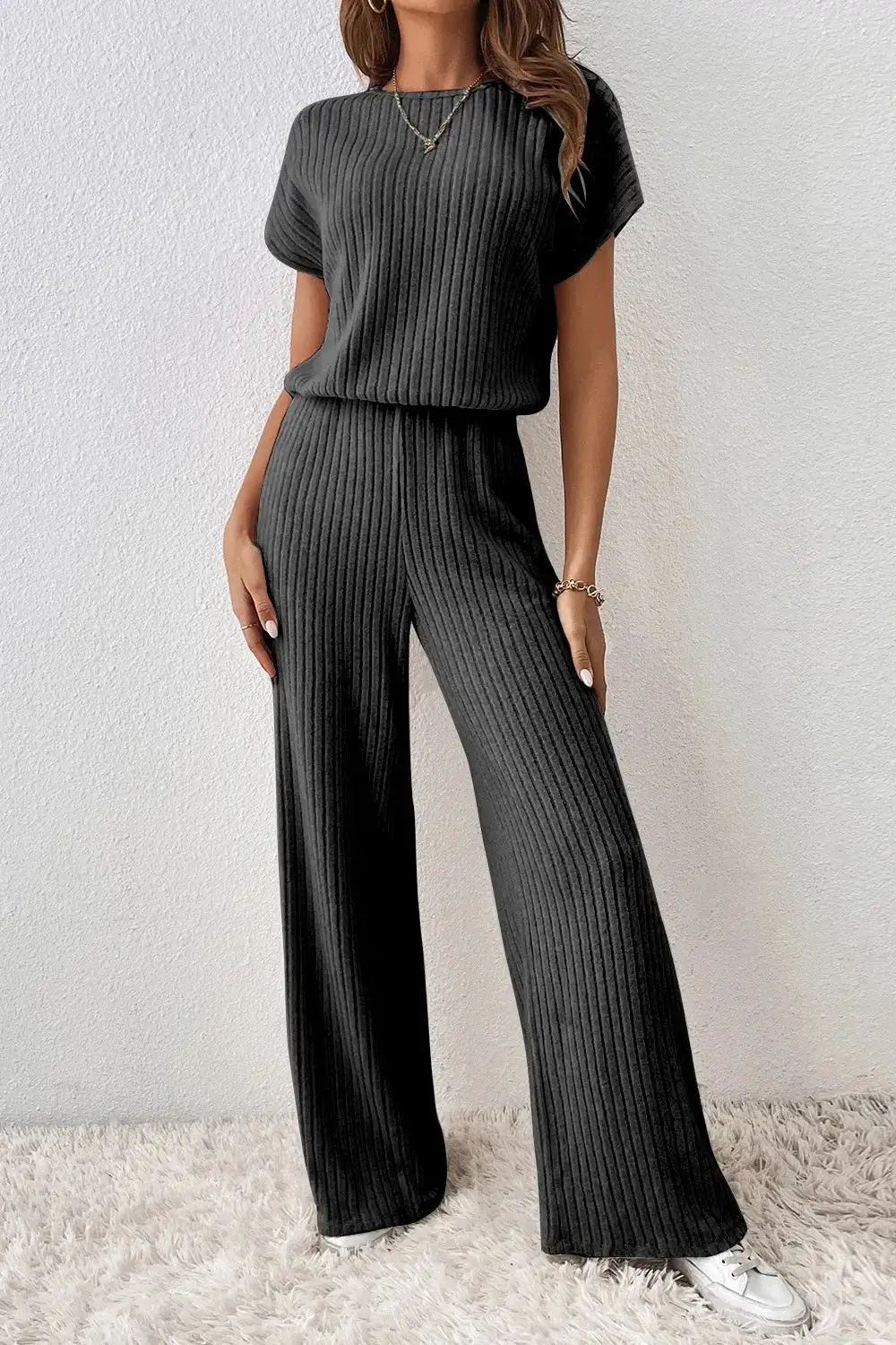 Everyday Ribbed Wide Leg Jumpsuit