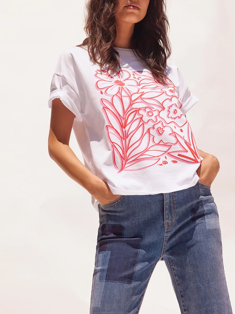 Fashionable Cute Cartoon Cotton Ladies Short Sleeves