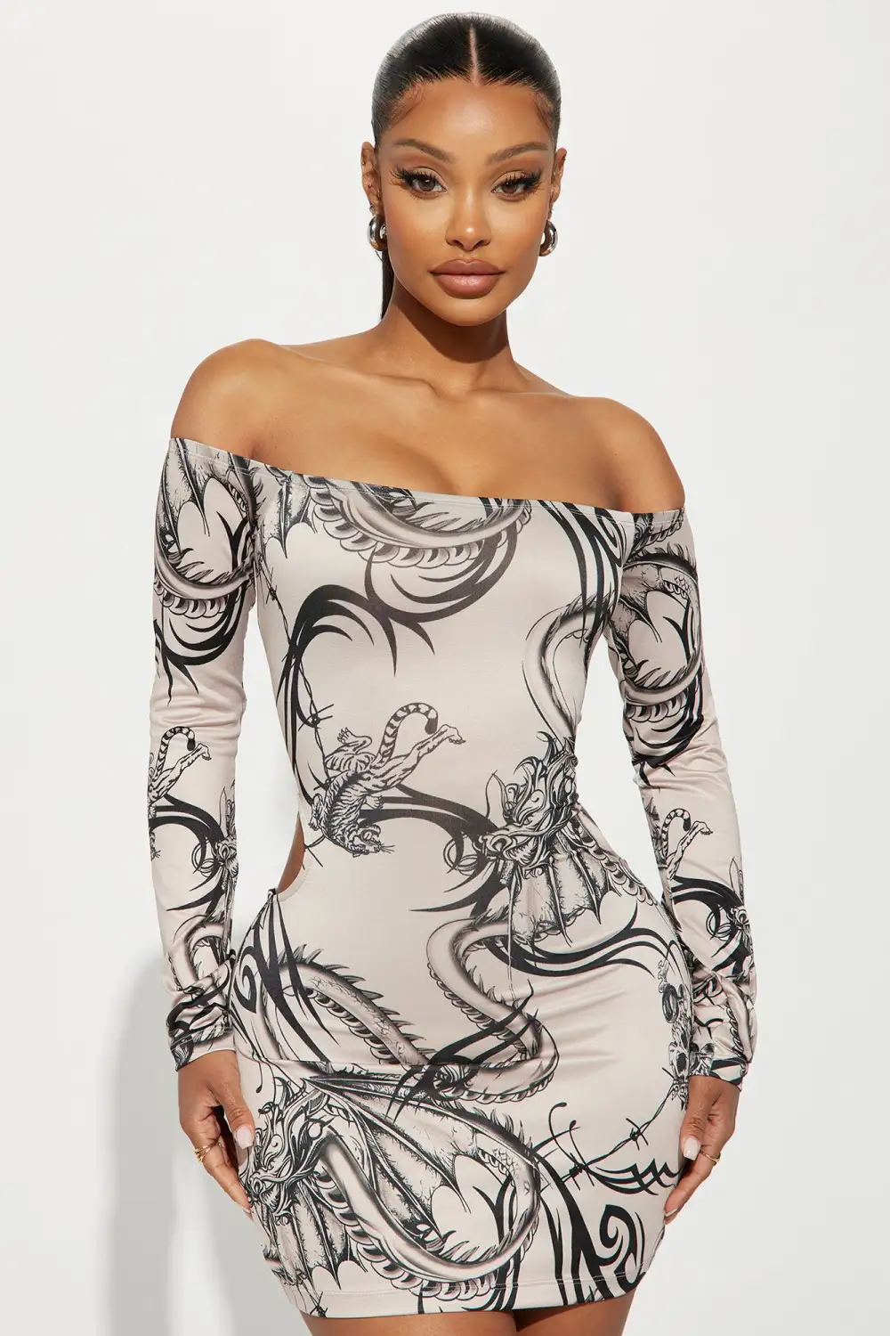 At Your Own Risk Micro Mini Dress - Beige