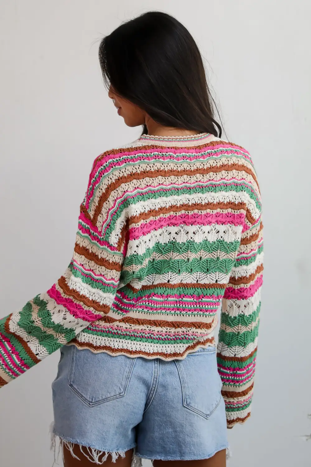 Adorable Disposition Multi Crochet Knit Top