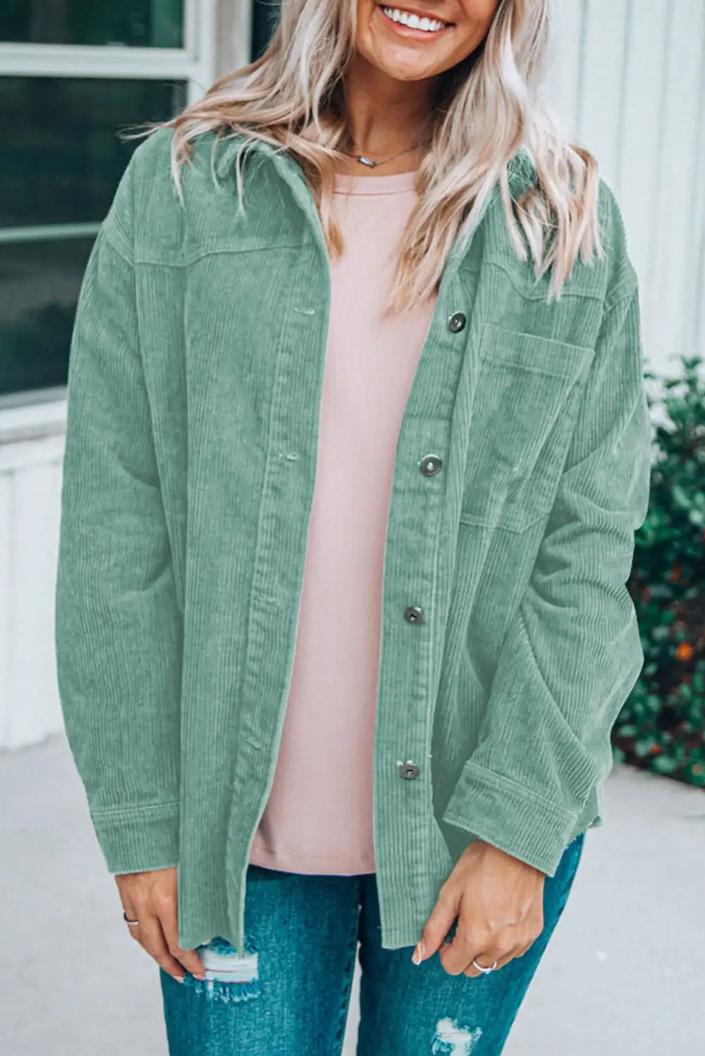 Corduroy Pocket Button Front Jacket