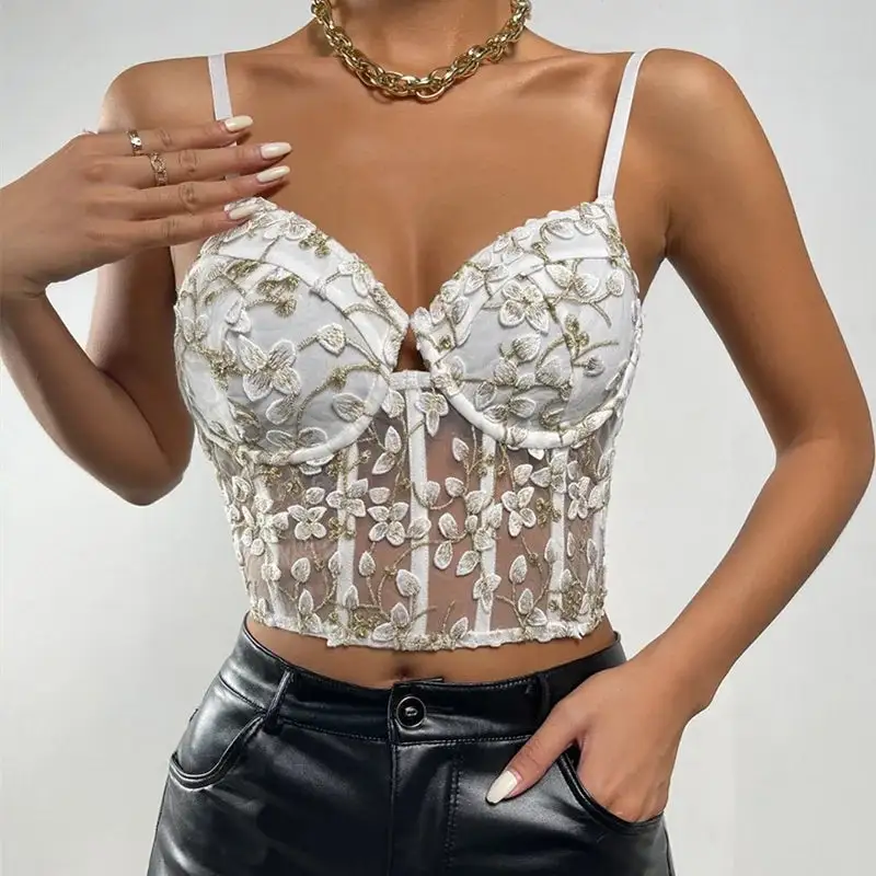 Delicate Longline Bra with Embroidered Detail