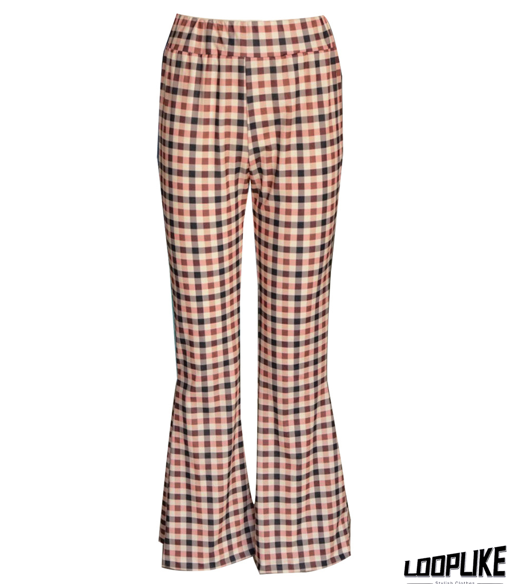 Formal Checked/Plaid Straight Leg Pants