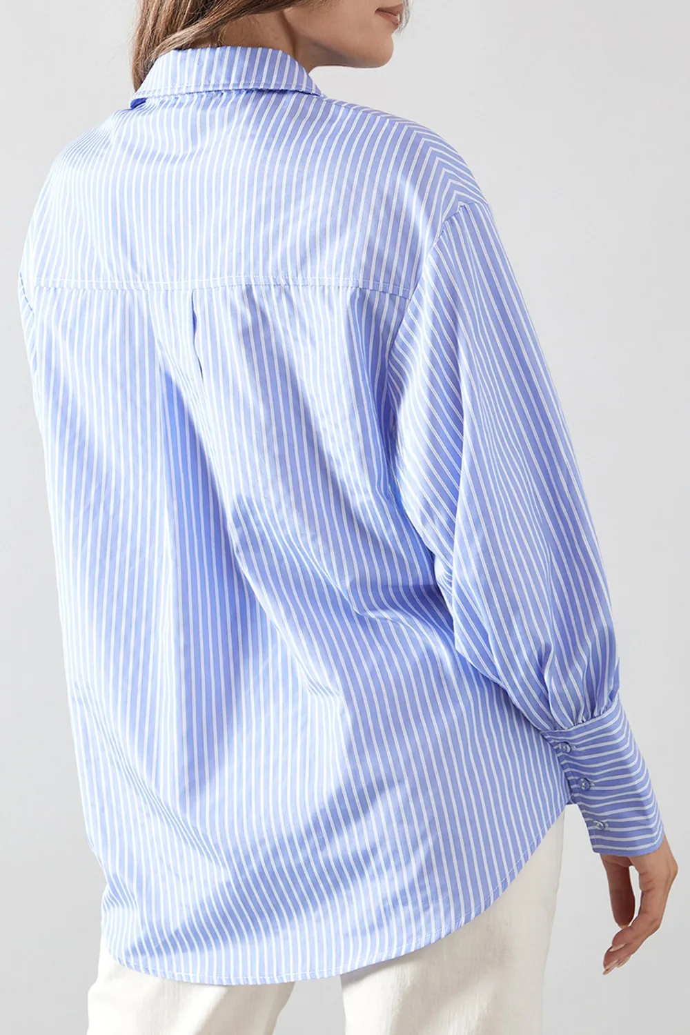 Blue Vertical Stripes Women's Loose Shirt