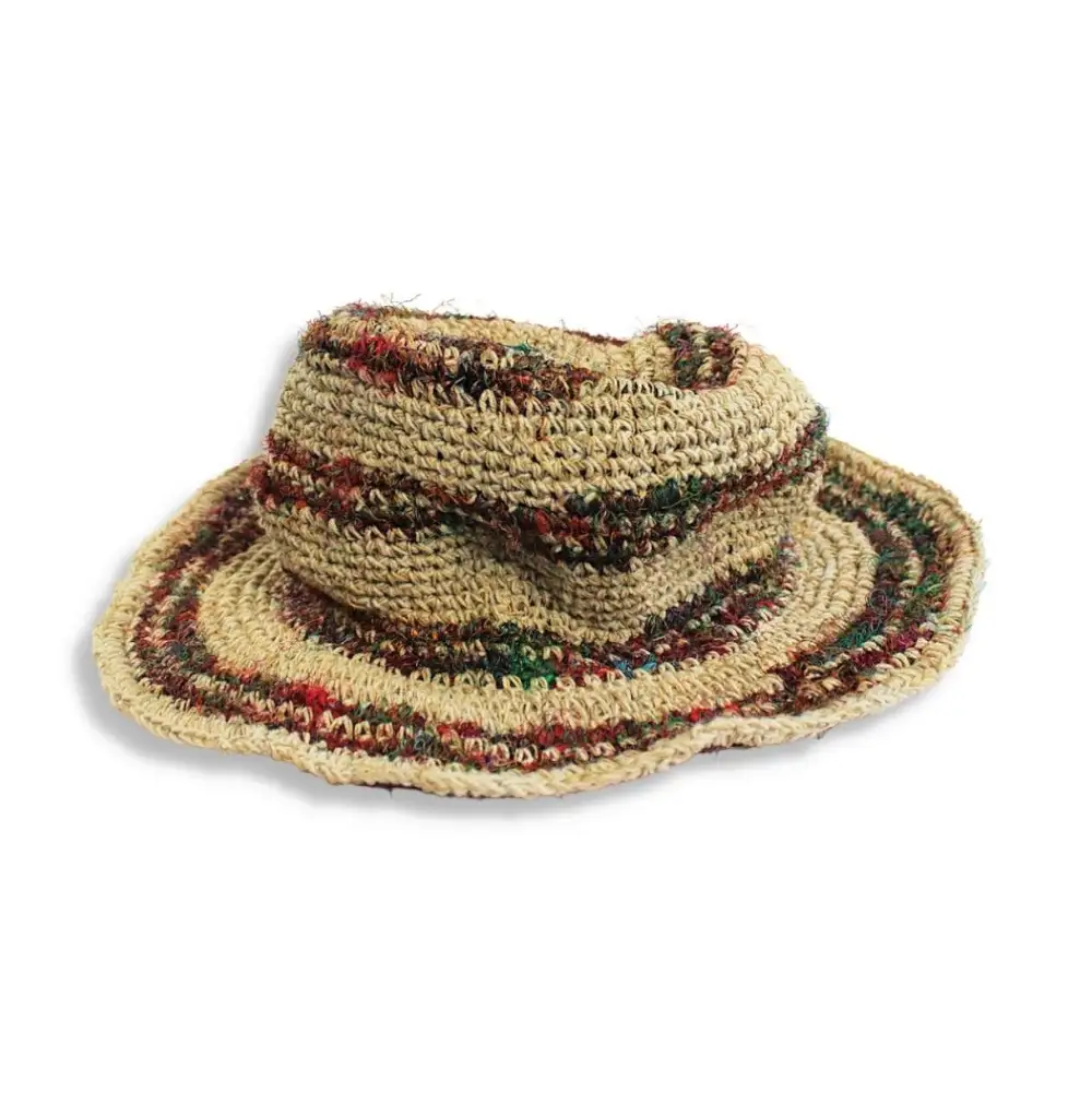 Sun Hat With Sari Silk Brim Detail