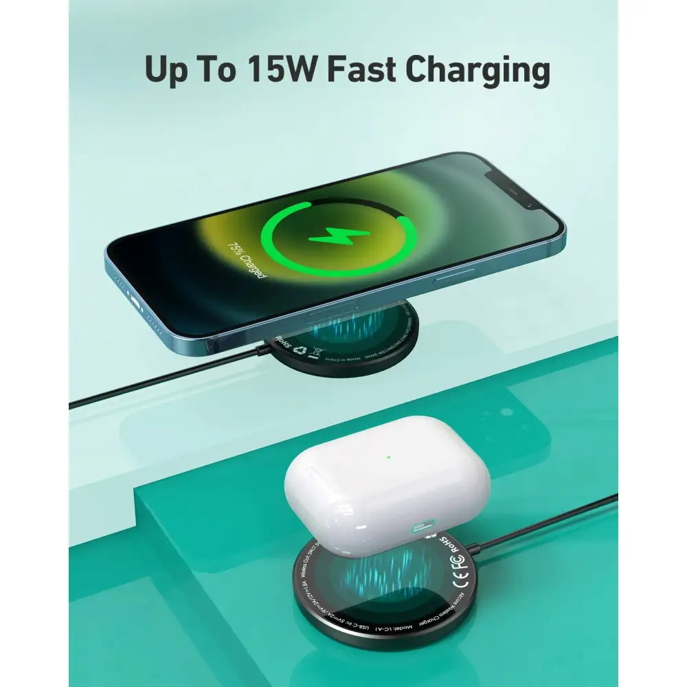 AUKEY Aircore Wireless Charger 15W Magnetic Qi Certified Black