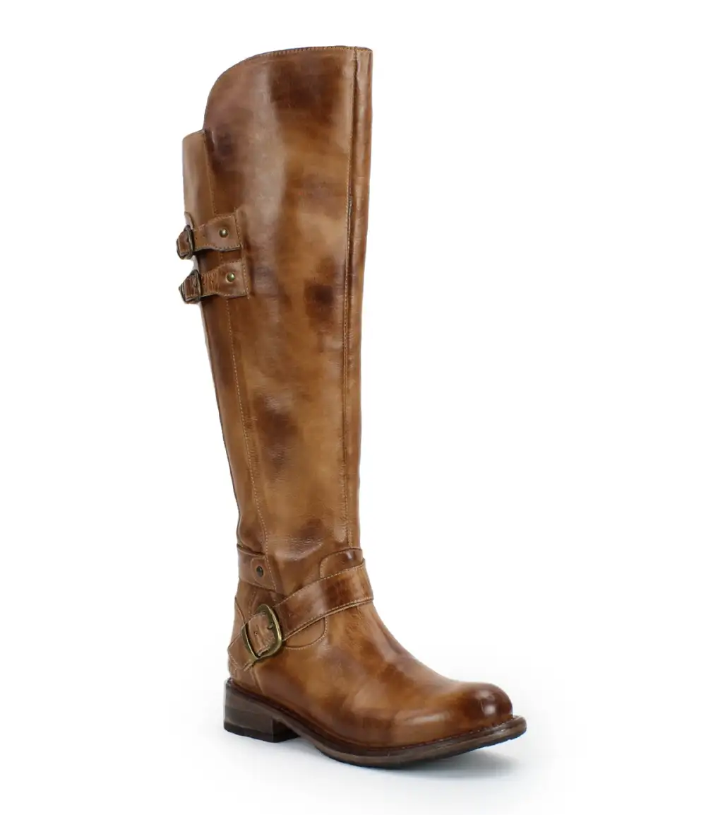 Equestrian Round Toe Leather Rugged Knee High Boots