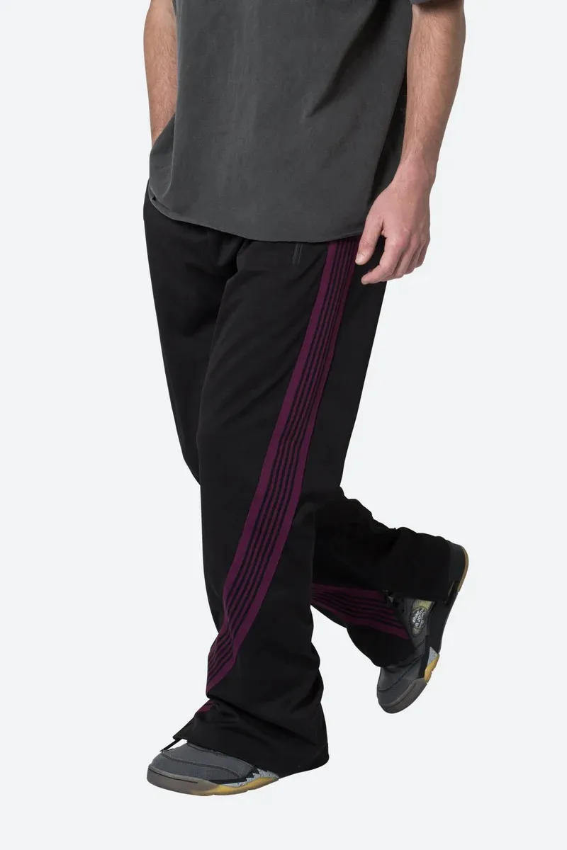 BLACK WITH PURPLE STRIPE TRACK PANTS