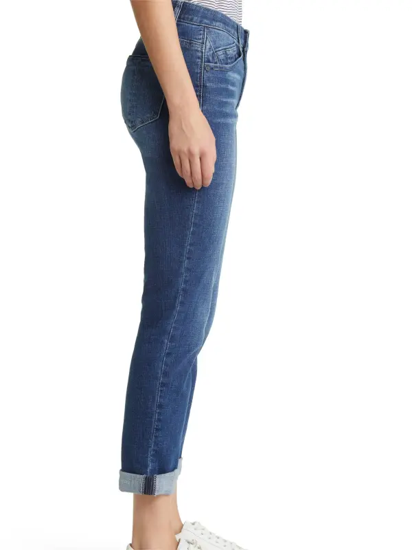 Cuffed Ankle Length Straight Jeans