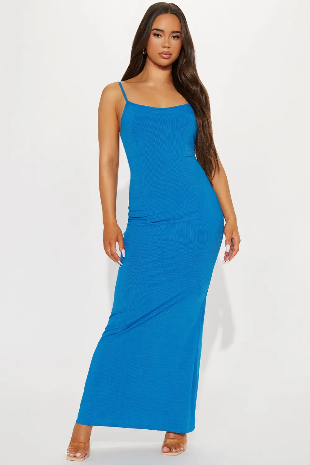 Julie Ribbed Maxi Dress - Blue