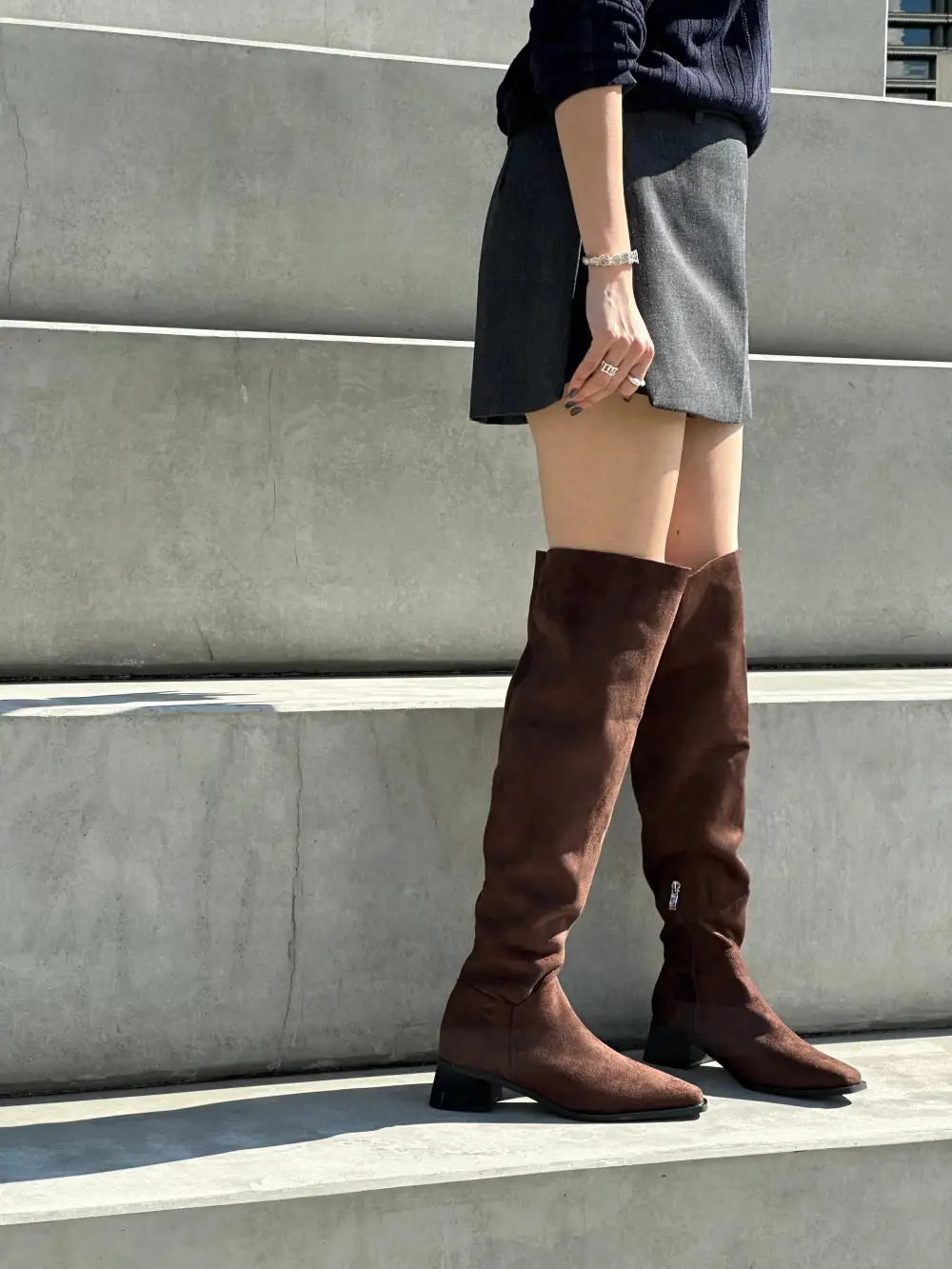 Faux Suede Knee High Boots