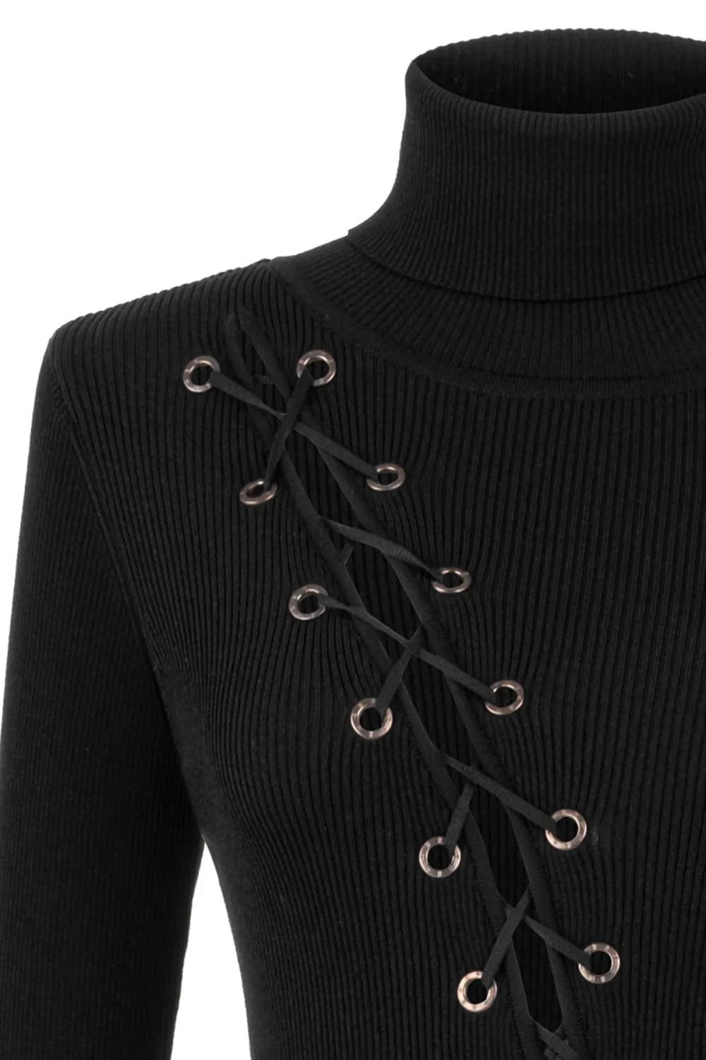 Lace-Up Maxi Dress-Black