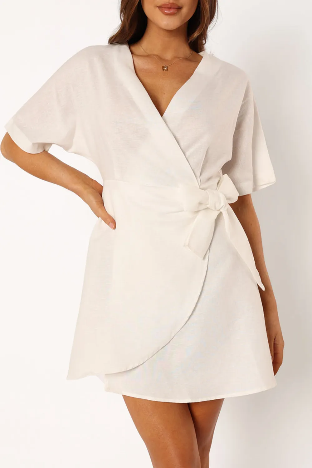 AMELIA WRAP DRESS - WHITE