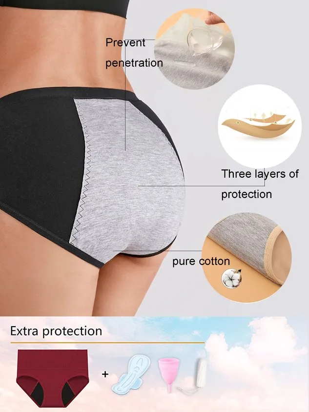 Women's Menstrual Period Briefs Girls Super Soft Postpartum Cotton Panties Underwear