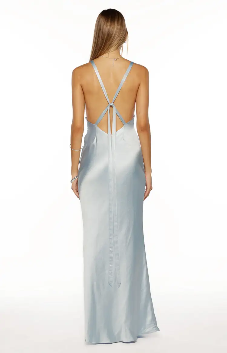 Satin Corset Backless Maxi Dress