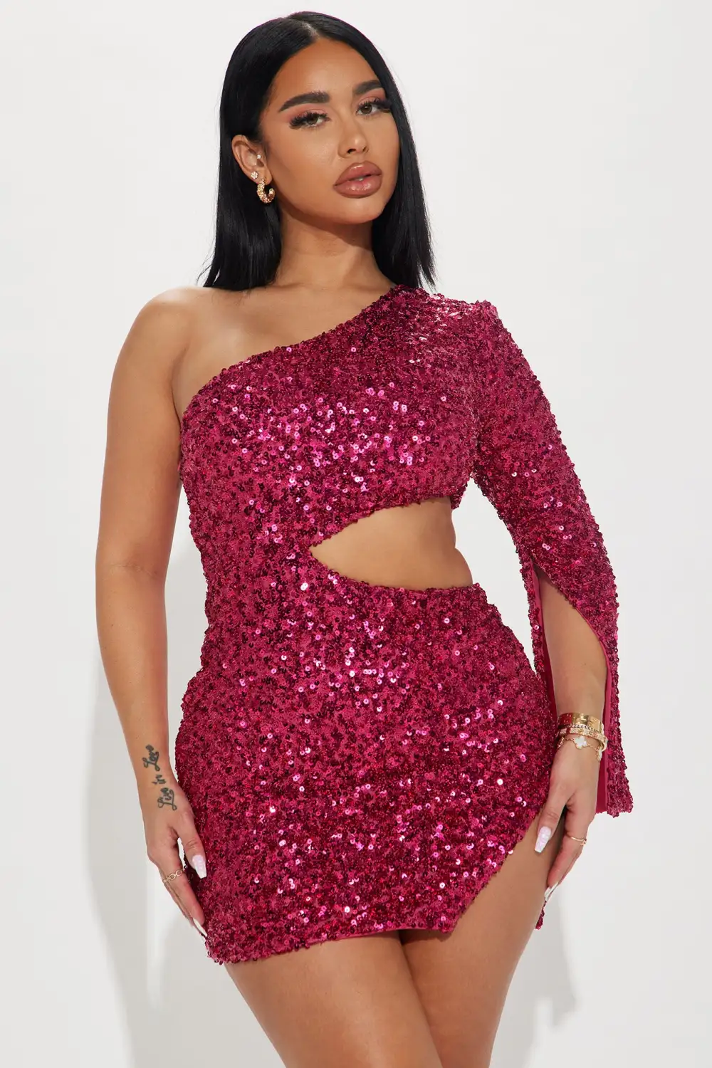 Amelia Sequin Mini Dress - Fuchsia