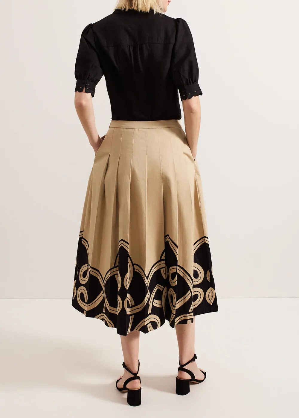 National Style Printed Pleated Skirt