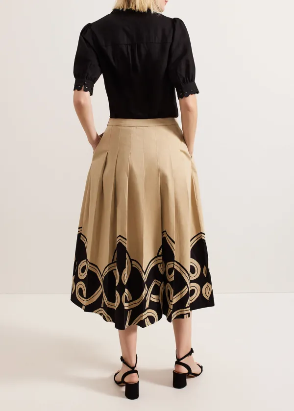 National Style Printed Pleated Skirt