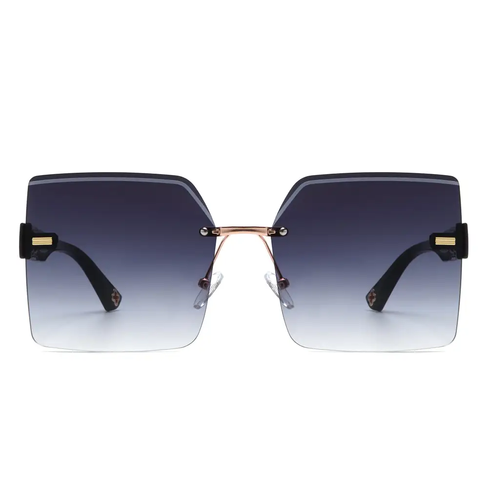 Narrow Square Rimless Frame Sunglasses