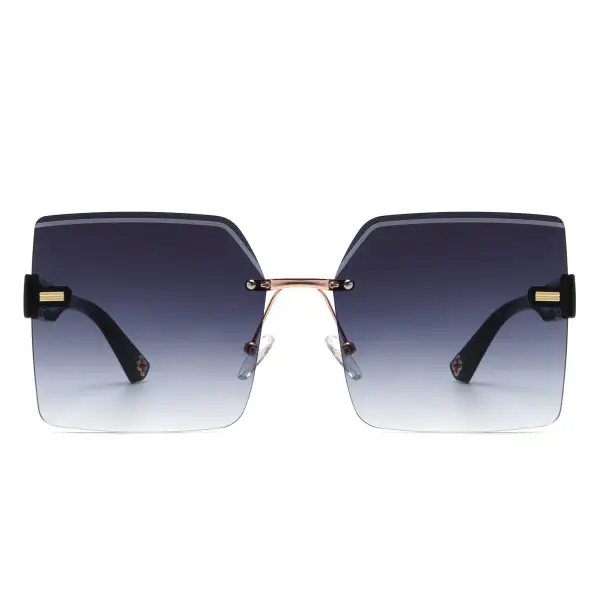 Narrow Square Rimless Frame Sunglasses