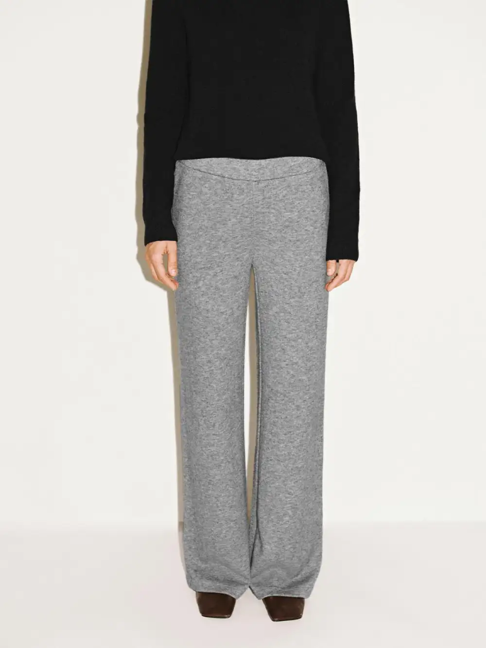 Ladies' Grey Straight-Waisted Casual Flared Trousers