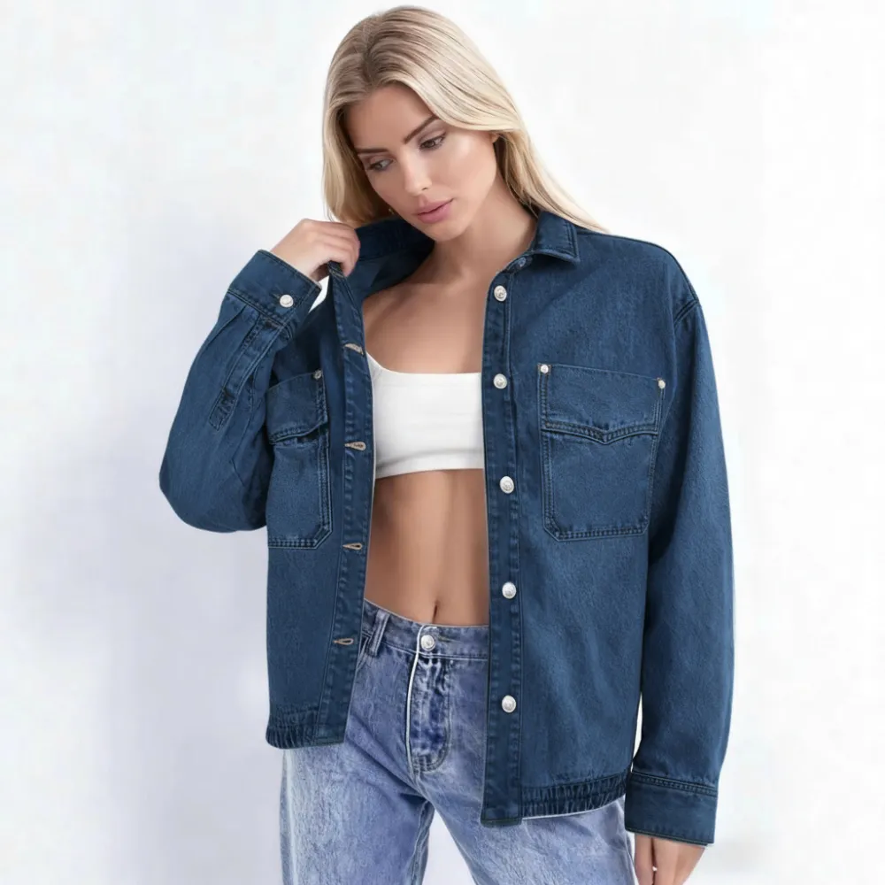 Washed Split-Hem Denim Shirt