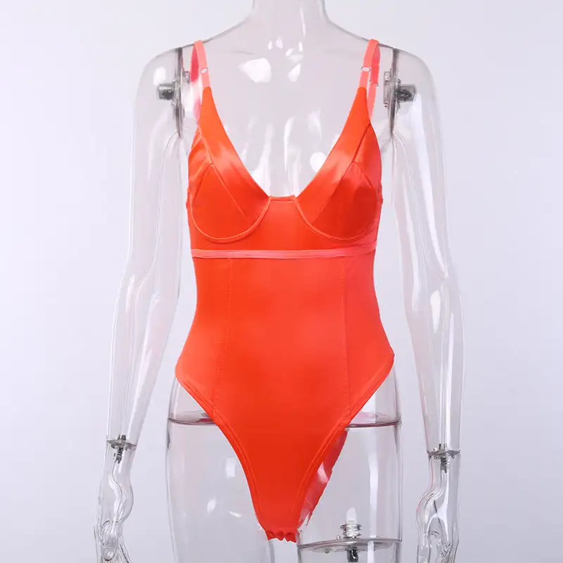Satin Underwire Bodysuit with High-Cut Design
