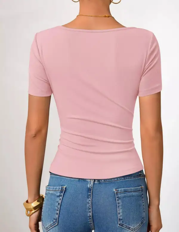 Asymmetrical Neckline Fitted T Shirt