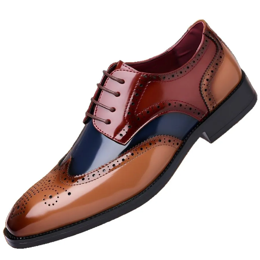 Men's British Style Leather Oxford Shoes Business Formal Pointed Toe Large Size Casual Dress Shoes