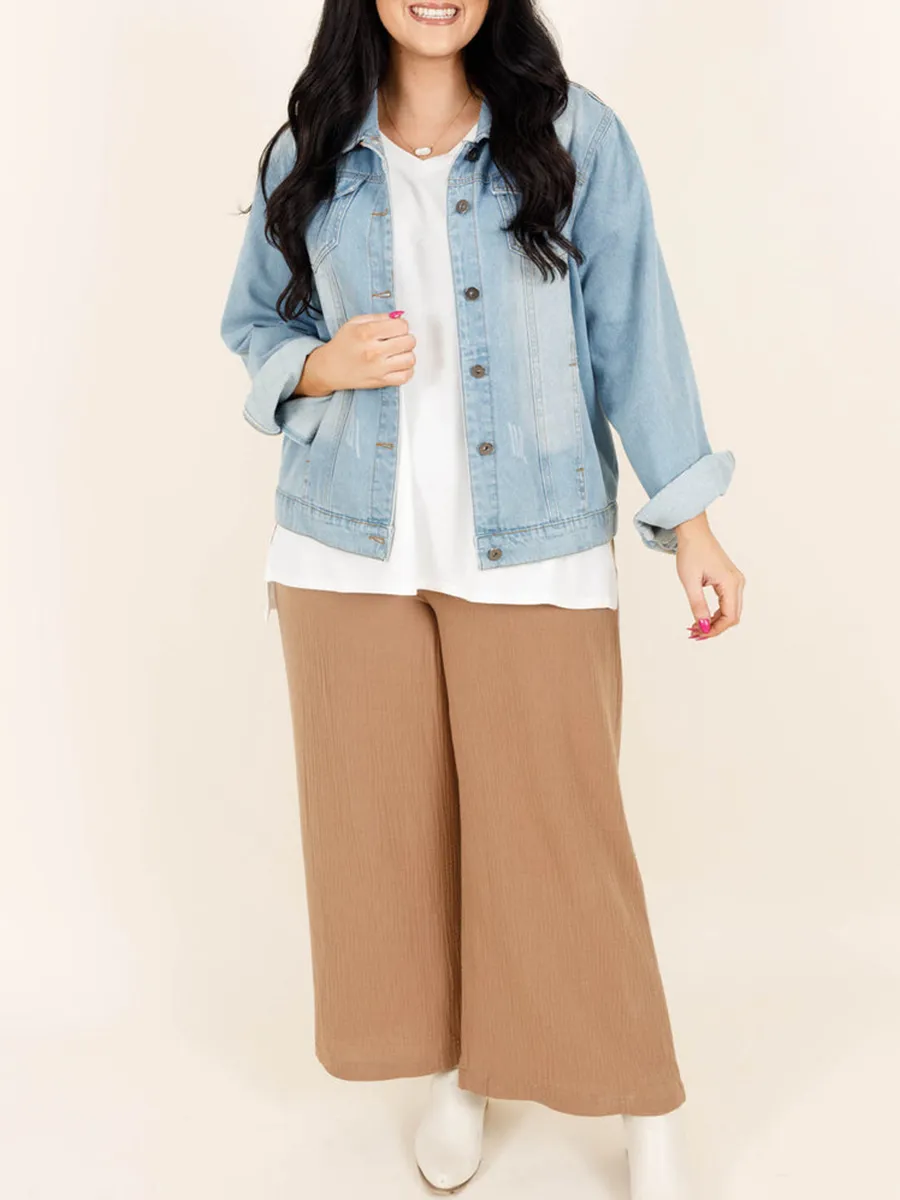 Wrinkled Loose Straight Leg Pants With Gathered Craftsmanship