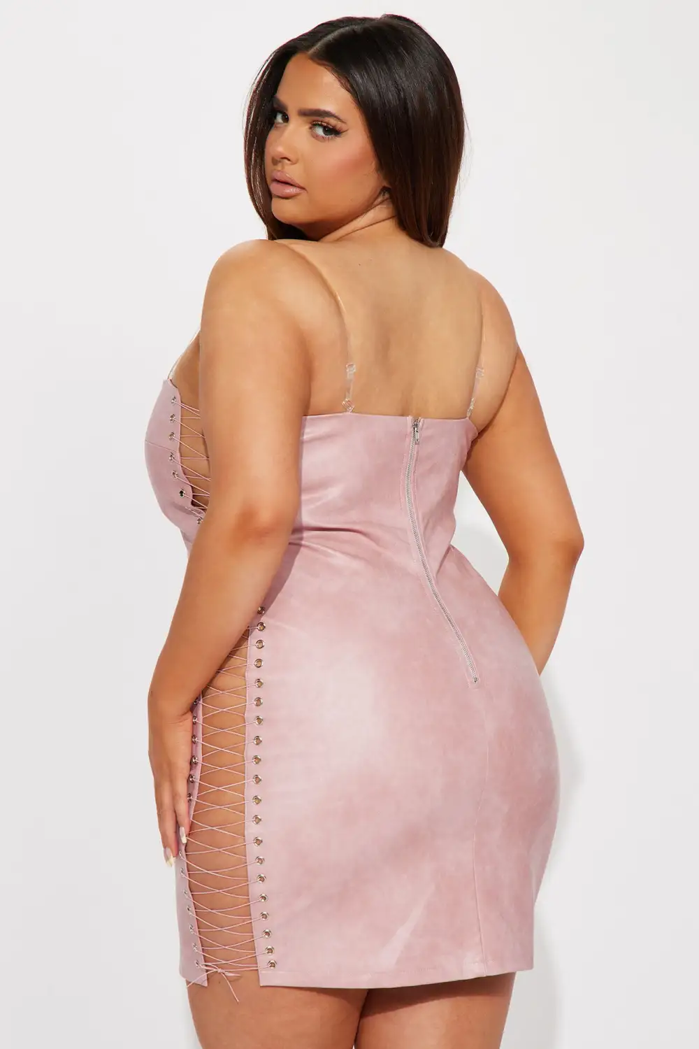 Cassie Leather Mini Dress - Pink