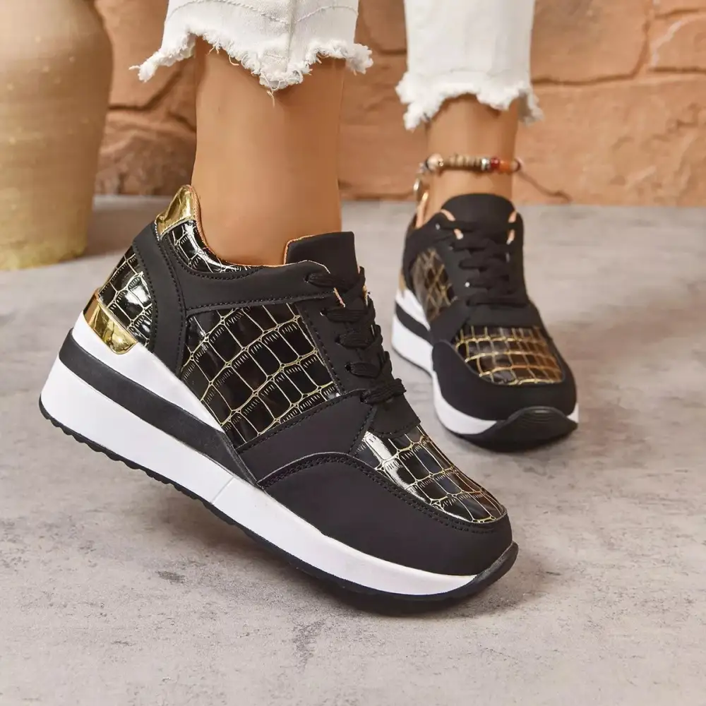 Refined Lace-Up Round Toe Sneakers