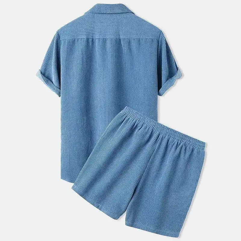 Corduroy Shirt Shorts Set