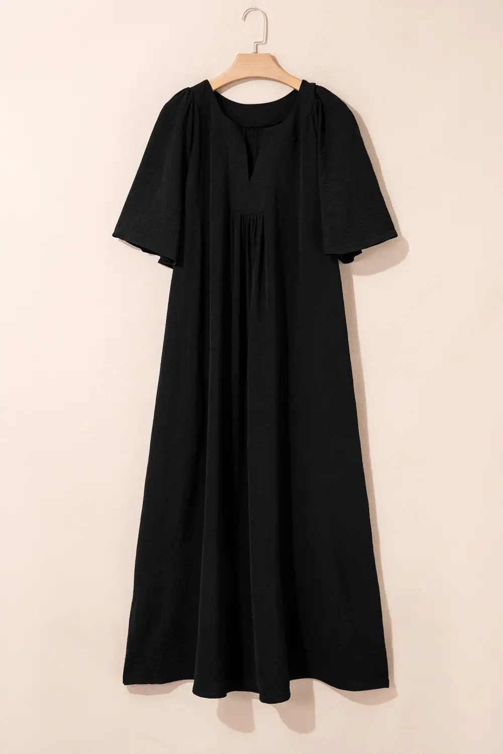 Split Neck Short Sleeve Dress Casual