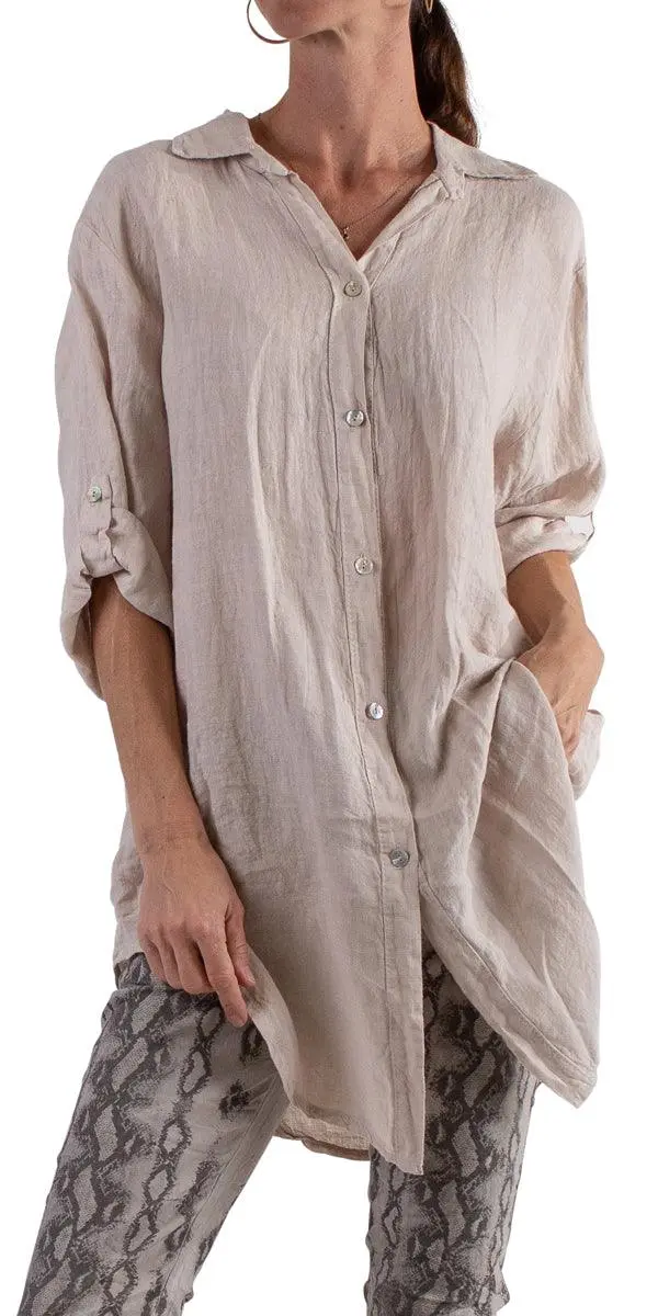 Button Tunic Linen Shirt